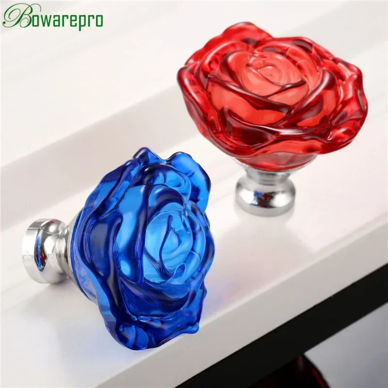 Furniture Hardware Manufacturers - bowarepro 50MM Crystal Rose Glass Handle