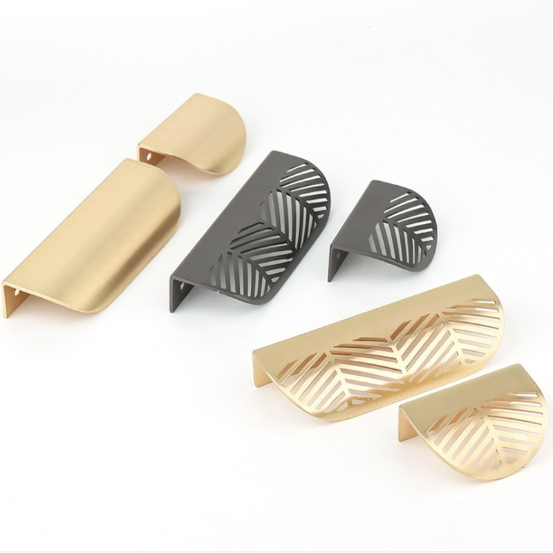 Leaf shaped Handle Gold Brushe - Furniture Hardware Gold recension och pris
