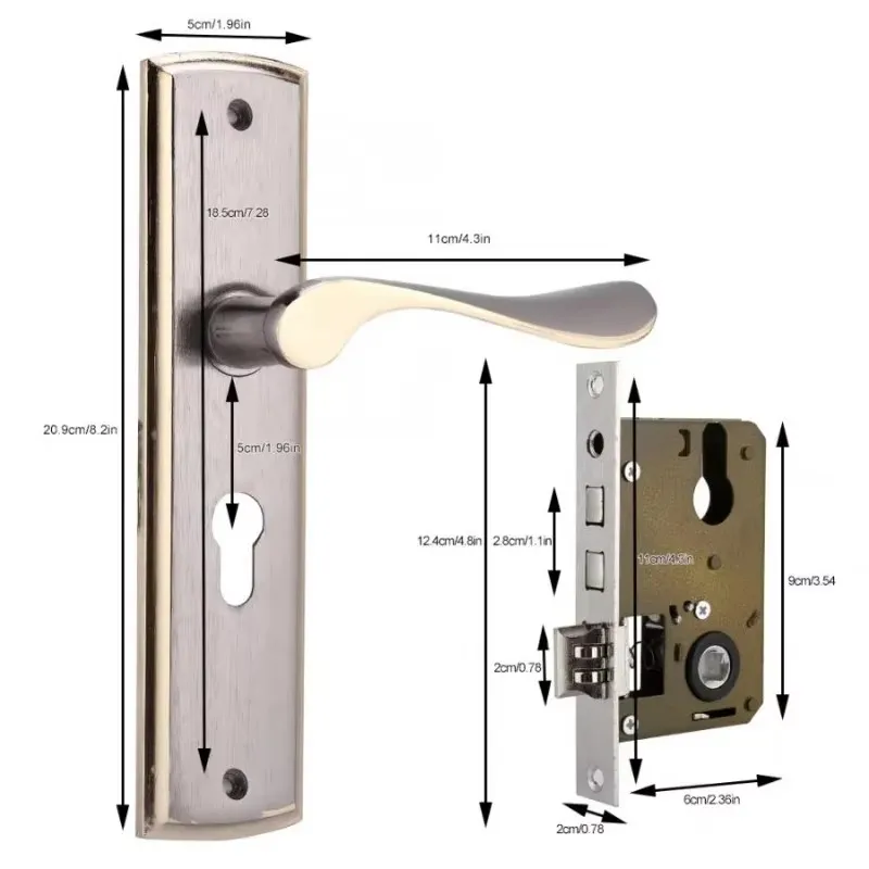 Gold Door Handle Lock Silent H - Furniture Hardware Gold recension och pris