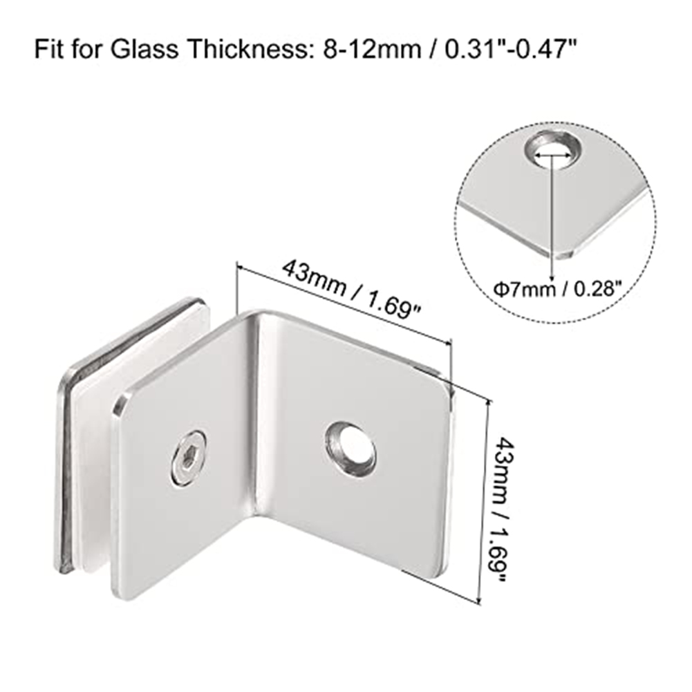 Stainless Steel 90° Glass Fixi - Corner Bracket Angle recension och pris