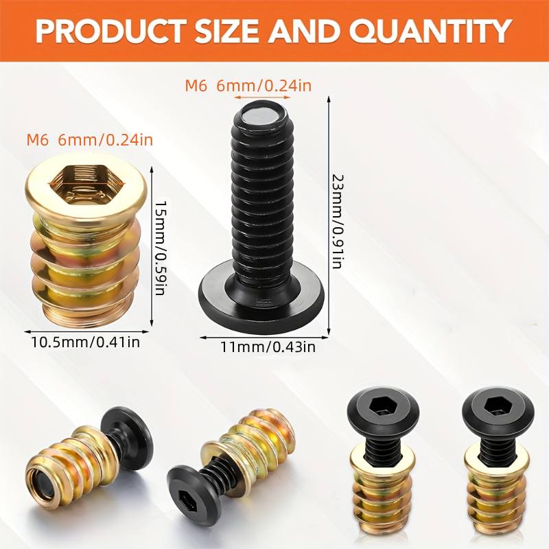 10PCS Nut Threaded Inserts Com - Furniture Hardware Screws recension och pris